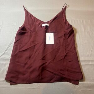 NWT Grana 100% Silk V-Neck Camisole Deep Burgundy Red Tank Top M